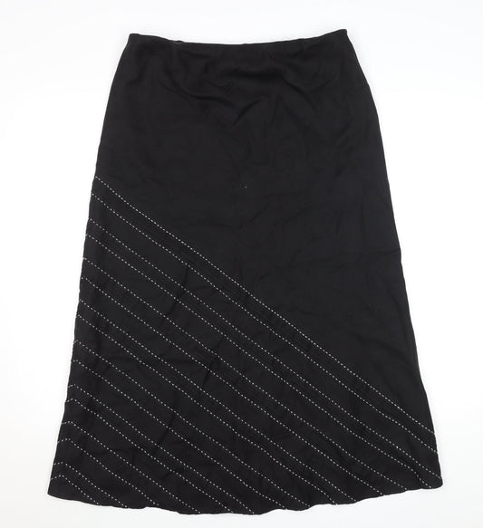 Alex & Co. Womens Black Linen A-Line Midi Skirt Size 14