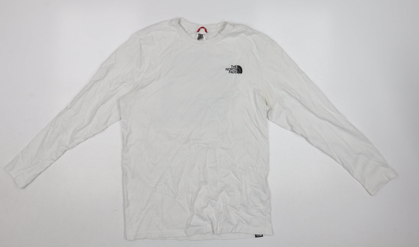 The North Face Men’s White Long Sleeve Cotton Crew Neck T-Shirt M