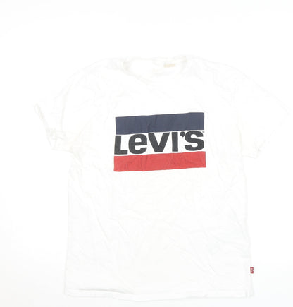 Levi's Men's White Logo Graphic Print Regular Fit T-Shirt M