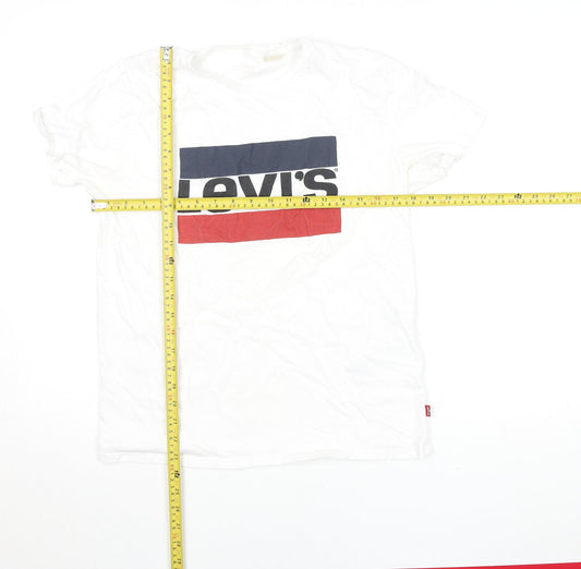 Levi's Men's White Logo Graphic Print Regular Fit T-Shirt M