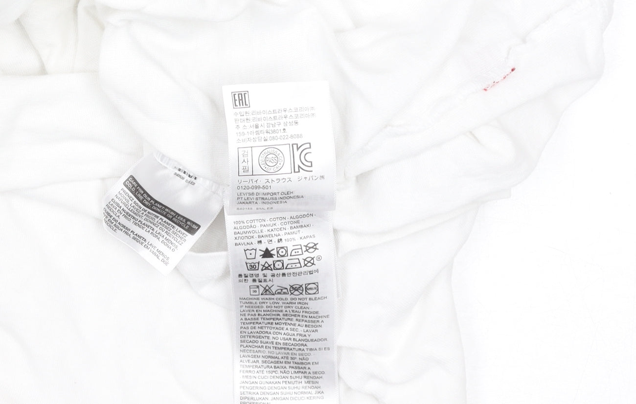 Levi's Men's White Logo Graphic Print Regular Fit T-Shirt M