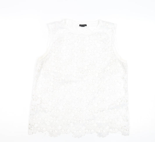Ann Taylor Women's White Lace Sleeveless Blouse M