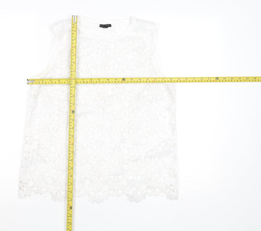 Ann Taylor Women's White Lace Sleeveless Blouse M
