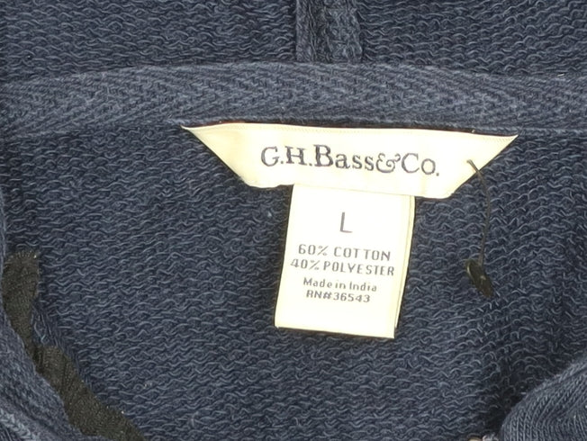 Mens UK Size L G.H. Bass & Co. Blue Pullover Hoodie