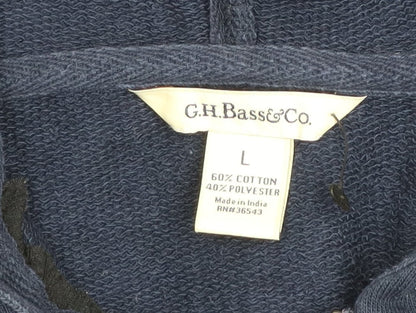 Mens UK Size L G.H. Bass & Co. Blue Pullover Hoodie