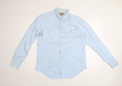 Zara Man Blue Slim Fit Long Sleeve Button-Up Shirt Size L