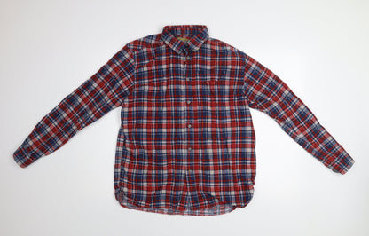 P.G. Field Men's Red Plaid Cotton Flannel Button-Up Shirt M