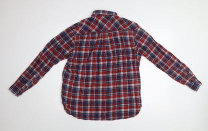 P.G. Field Men's Red Plaid Cotton Flannel Button-Up Shirt M