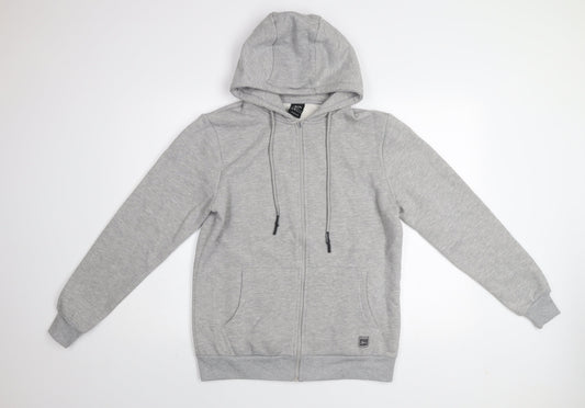 Tenth Men’s Grey Full Zip Hoodie Size S Cotton Blend Hooded Sweatshirt