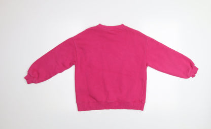 Zara Girls Pink Barbie Sweatshirt 9-10 Years Rhinestone Crew Neck Pullover