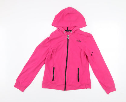Womens UK Size M FILA Pink Full Zip Hoodie