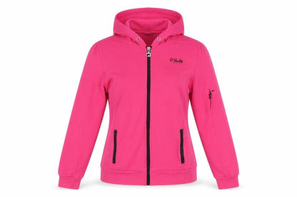 Front view of Fila Sport Women’s Pink Full Zip Hoodie, size M, Cotton Blend