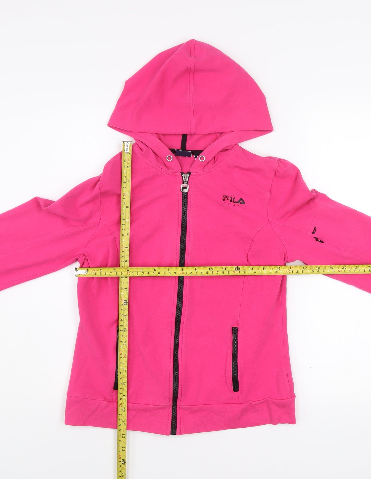 Womens UK Size M FILA Pink Full Zip Hoodie