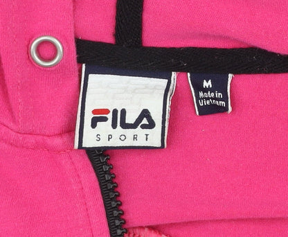 Womens UK Size M FILA Pink Full Zip Hoodie