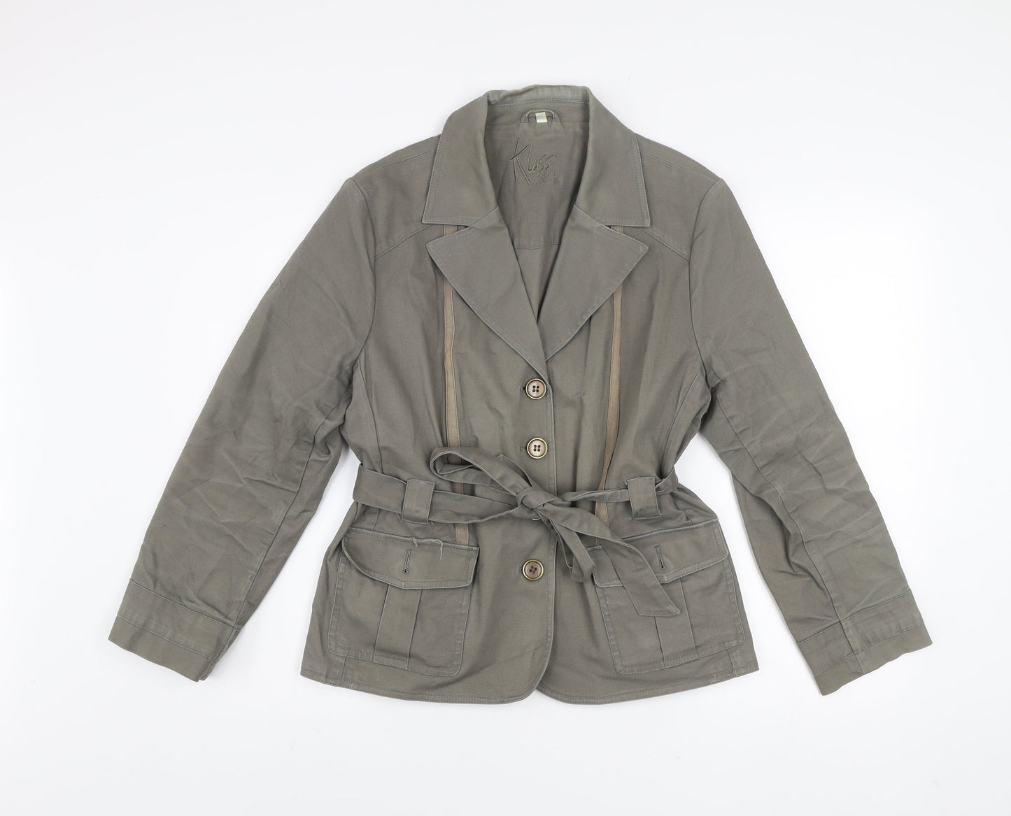 Klass Petite Grey Belted Cotton Blazer Jacket Women’s Size 18