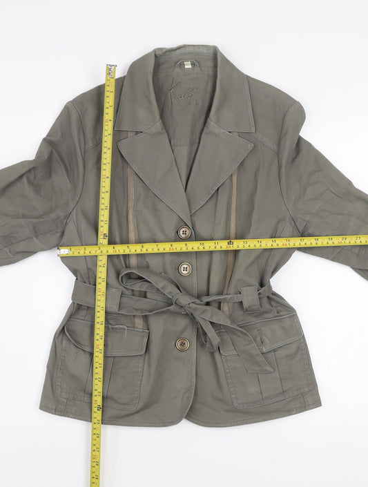 Klass Petite Grey Belted Cotton Blazer Jacket Women’s Size 18