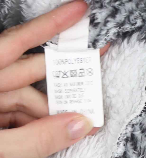 QED London Women Black & White Check Fleece Zip Jacket Size S