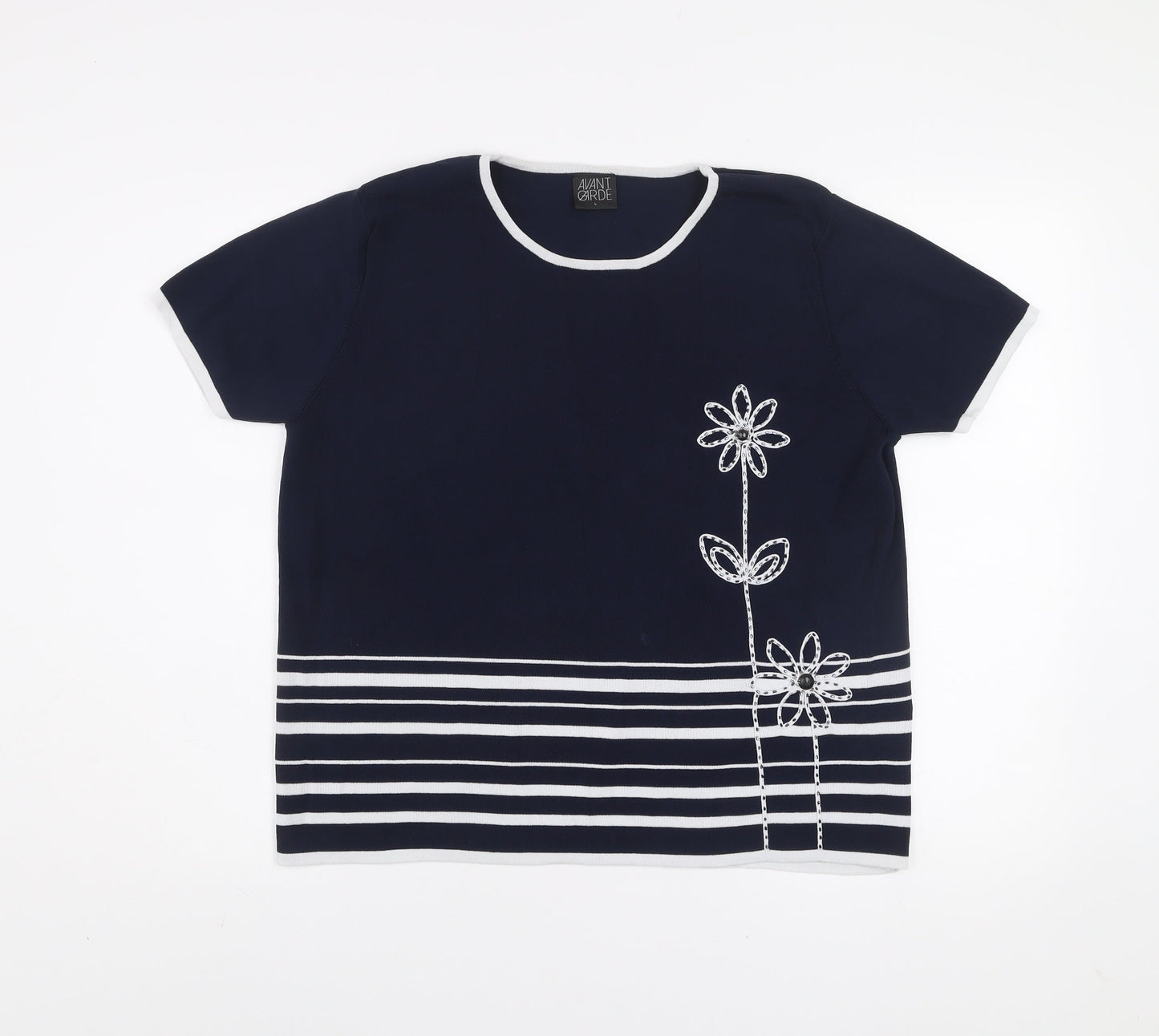 Womens UK Size L Avant Garde Blue Basic T-Shirt