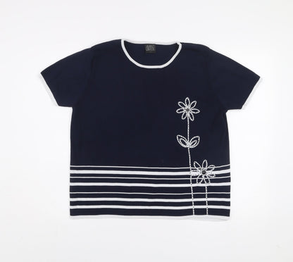 Womens UK Size L Avant Garde Blue Basic T-Shirt