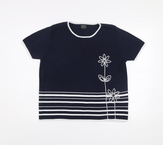 Womens UK Size L Avant Garde Blue Basic T-Shirt