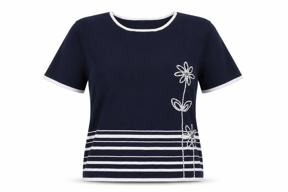 Womens UK Size L Avant Garde Blue Basic T-Shirt
