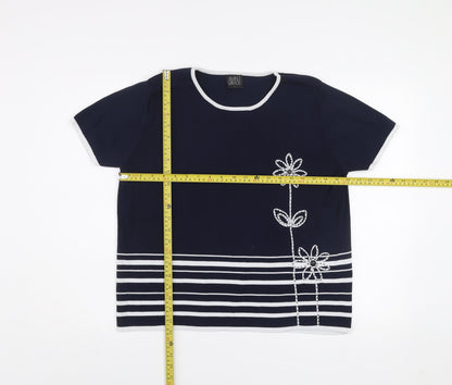 Womens UK Size L Avant Garde Blue Basic T-Shirt