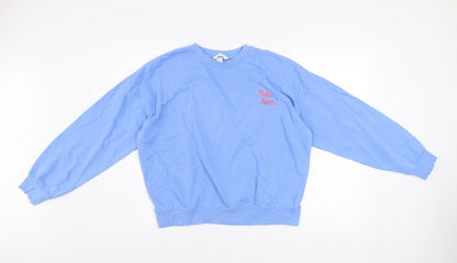 H&M Womens Blue Crew Neck Pullover Sweatshirt XS Cotton Blend