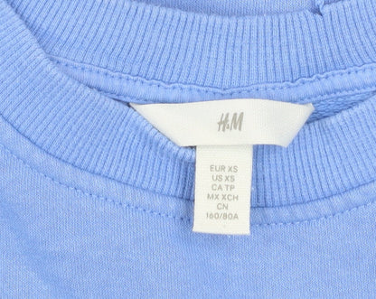 H&M Womens Blue Crew Neck Pullover Sweatshirt XS Cotton Blend