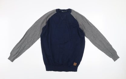 Springfield Men’s Blue Grey Cotton Crew Neck Pullover Jumper XL