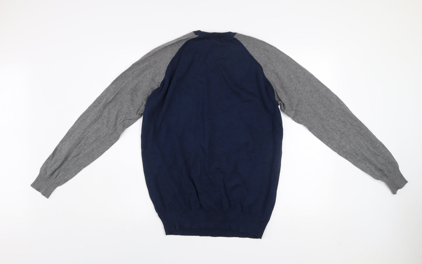 Springfield Men’s Blue Grey Cotton Crew Neck Pullover Jumper XL