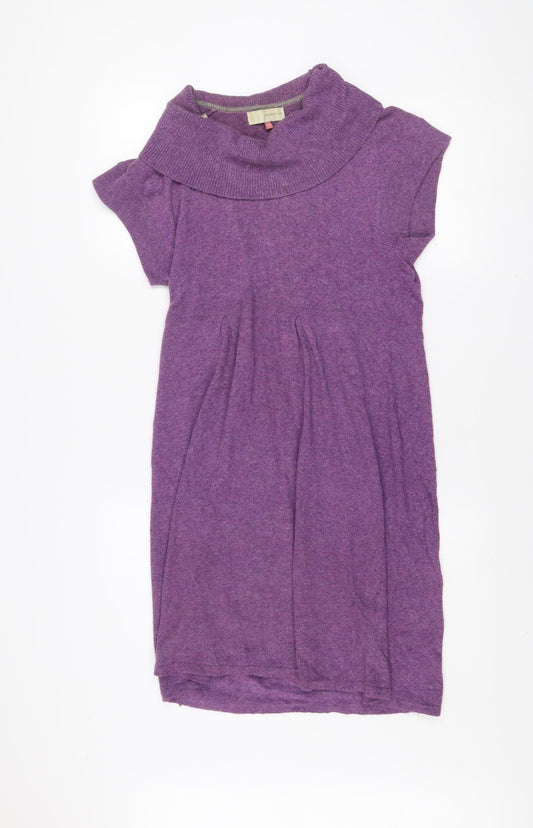 John Lewis Women Purple Knit Cowl Neck Shift Dress Size 12
