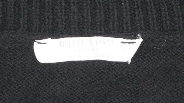 Womens UK Size 12 Pepper & Mint Black Pullover Jumper
