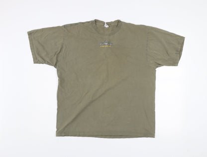 Jerzees Men's Khaki Crew Neck Short Sleeve Graphic T-Shirt L