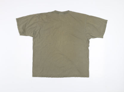 Jerzees Men's Khaki Crew Neck Short Sleeve Graphic T-Shirt L