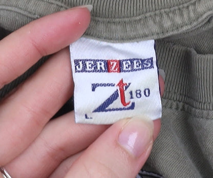 Jerzees Men's Khaki Crew Neck Short Sleeve Graphic T-Shirt L