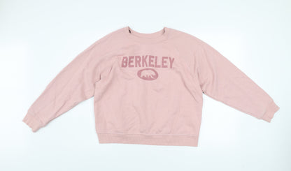 H&M Divided Women Pink Berkeley Pullover Sweatshirt Size 12 Cotton