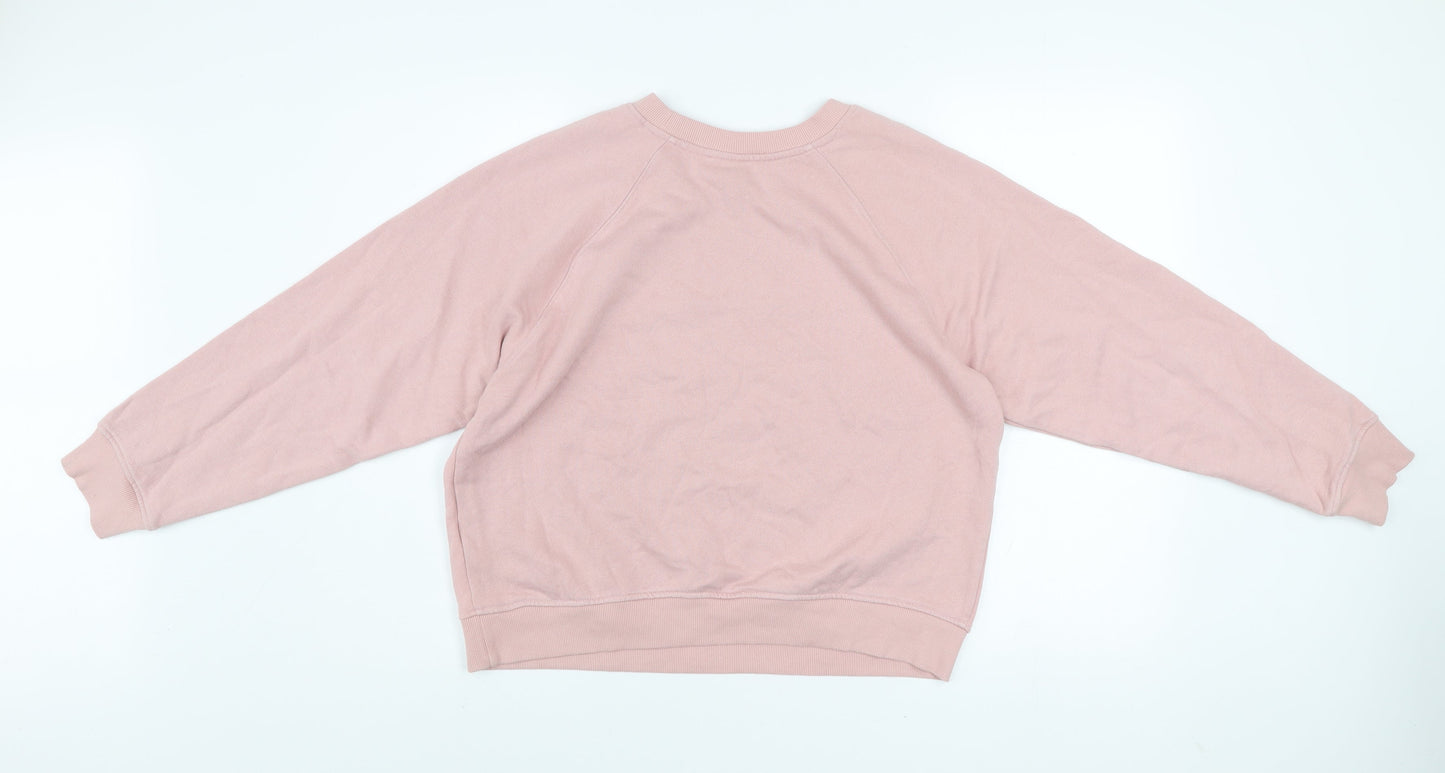 H&M Divided Women Pink Berkeley Pullover Sweatshirt Size 12 Cotton