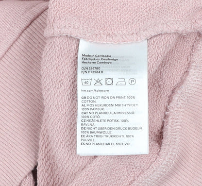 H&M Divided Women Pink Berkeley Pullover Sweatshirt Size 12 Cotton