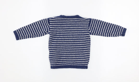 Marks and Spencer Unisex Baby Blue Striped Knit Jumper 12-18 Months