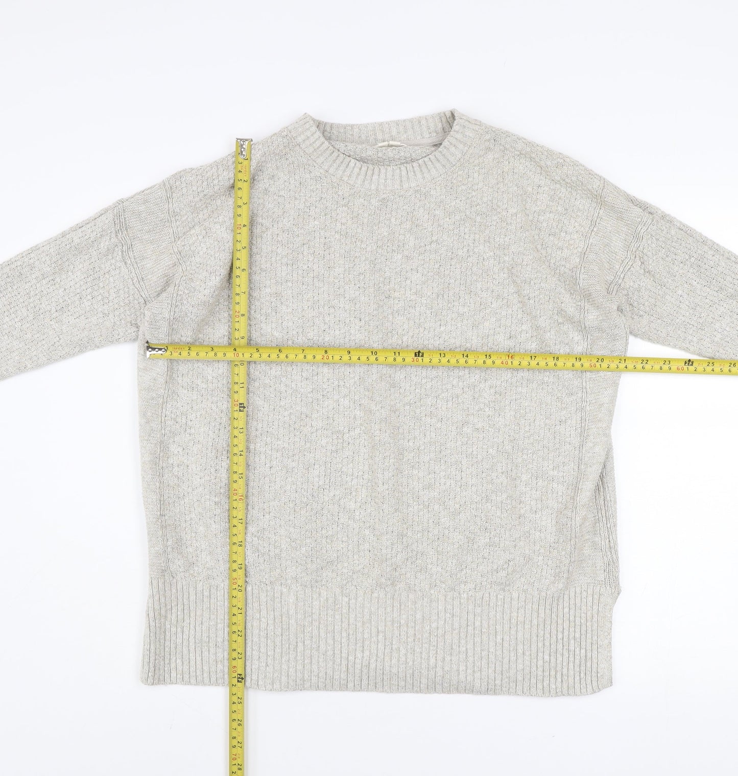 Fat Face Women Grey Cotton Blend Chunky Knit Jumper Size 18