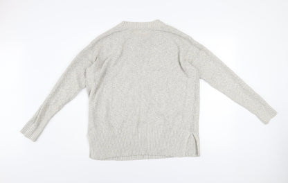 Fat Face Women Grey Cotton Blend Chunky Knit Jumper Size 18