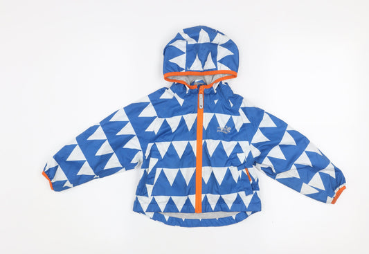 Muddy Puddles Blue Waterproof Hooded Rain Coat Jacket 12-18 Months