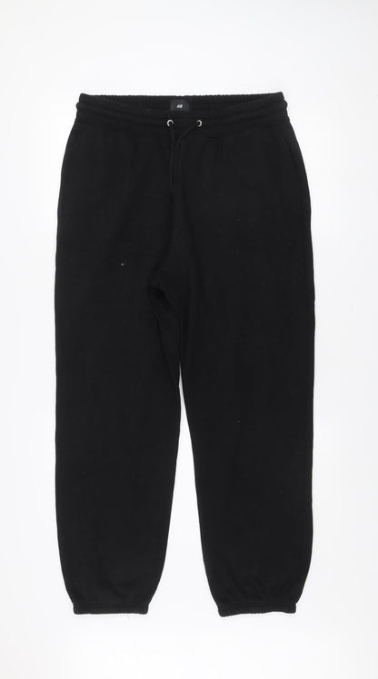 H&M Women’s Black Jogger Trousers Size 12 Cotton Blend Relaxed Fit