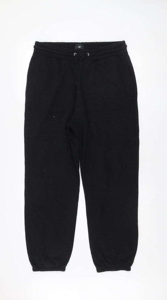 H&M Women’s Black Jogger Trousers Size 12 Cotton Blend Relaxed Fit