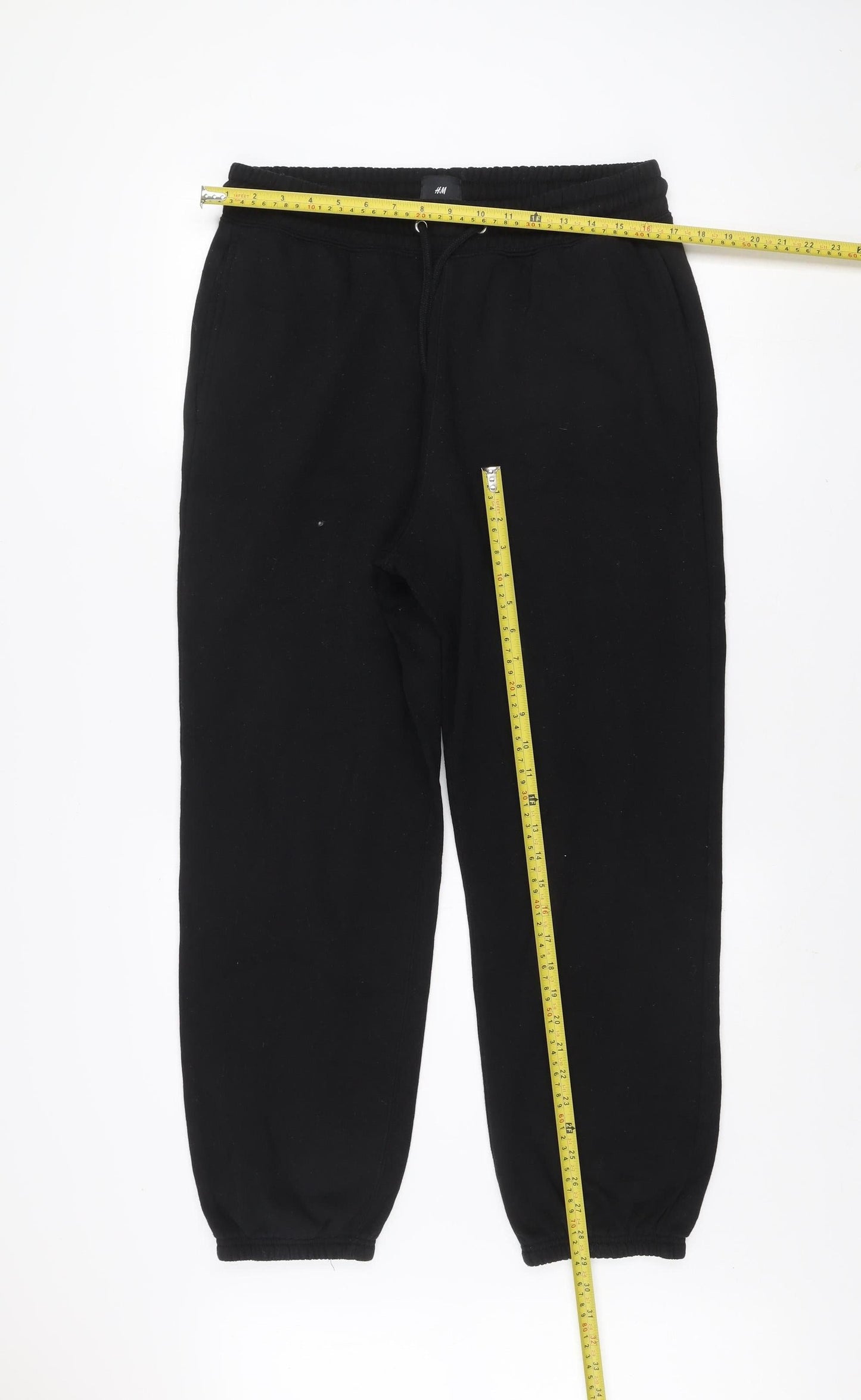 H&M Women’s Black Jogger Trousers Size 12 Cotton Blend Relaxed Fit
