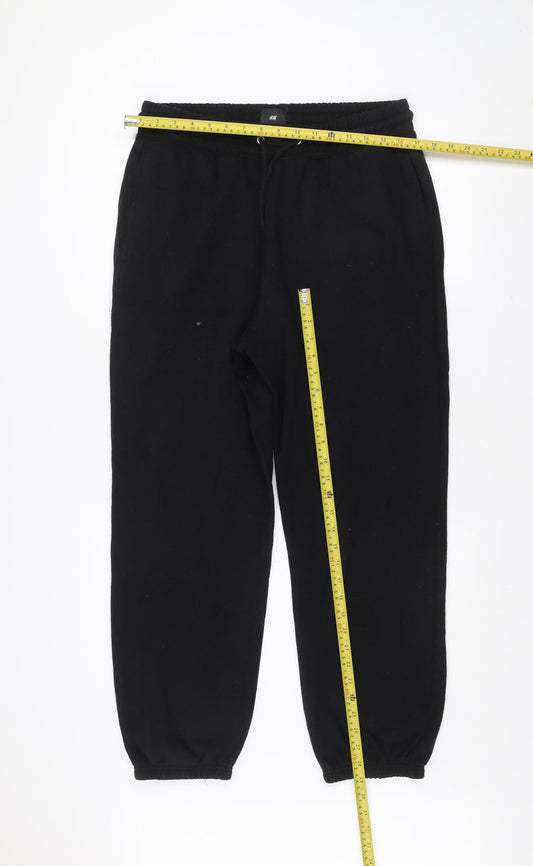 H&M Women’s Black Jogger Trousers Size 12 Cotton Blend Relaxed Fit