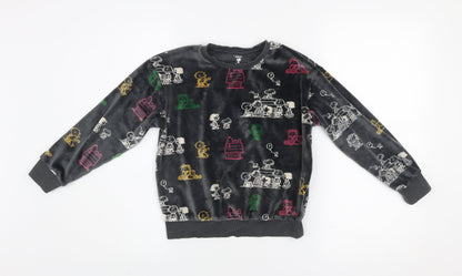 Marks and Spencer Girls Grey Snoopy Peanuts Pyjama Top 9-10 Years Velour