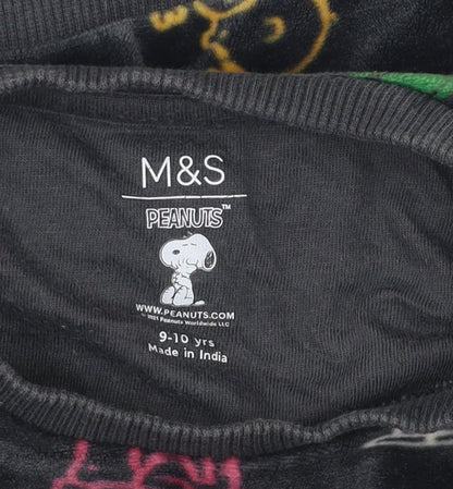 Marks and Spencer Girls Grey Snoopy Peanuts Pyjama Top 9-10 Years Velour