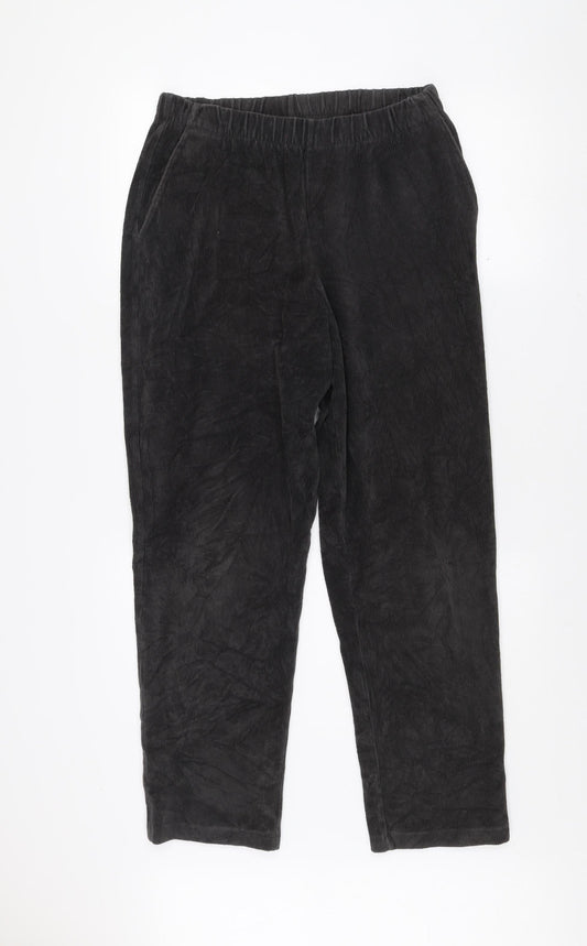 Mens UK Size M Lands' End Regular Fit Casual Black Trousers