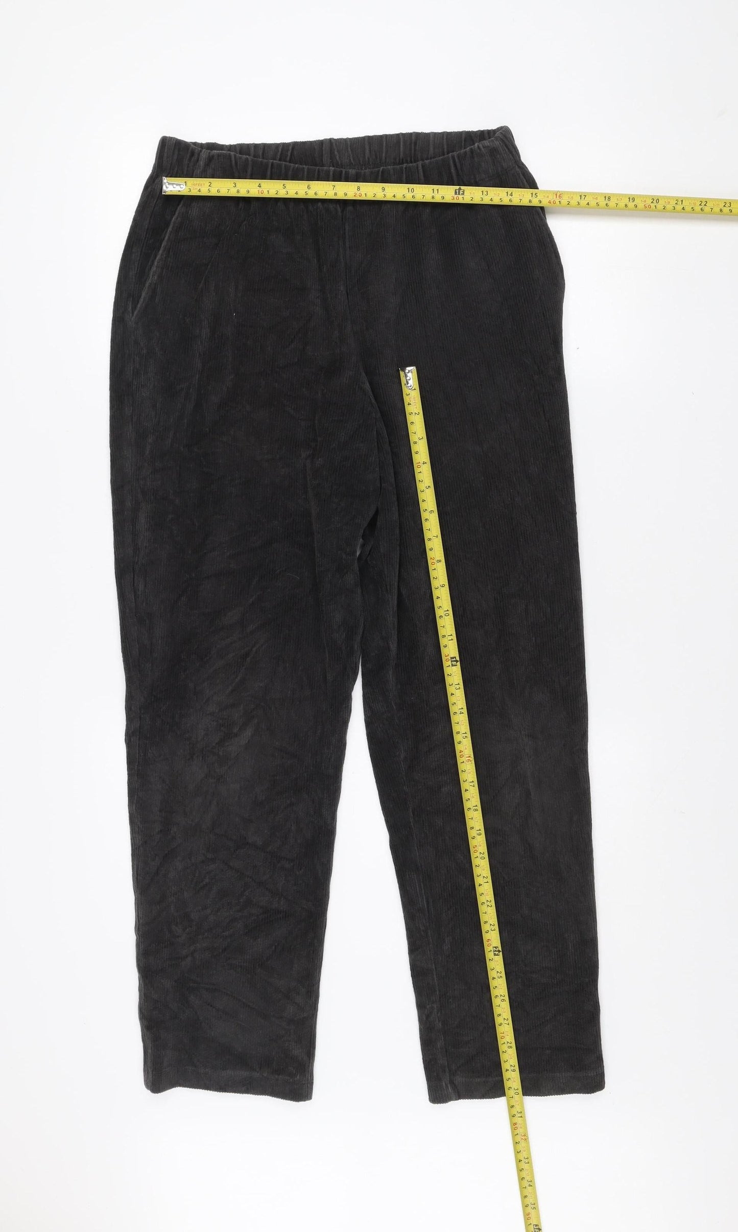 Mens UK Size M Lands' End Regular Fit Casual Black Trousers